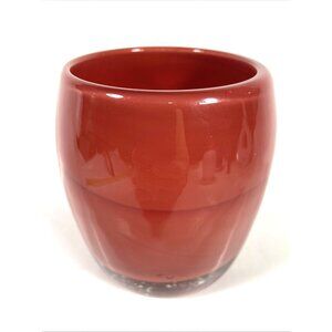 Glass.ful Votive Candle Holder Cherry Red Handblown Cased Glass Canadian